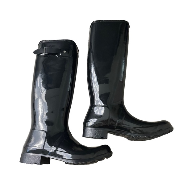 NEW Hunter Original Tour Gloss Tall Rain Boots Black Size 10 - Picture 4 of 8